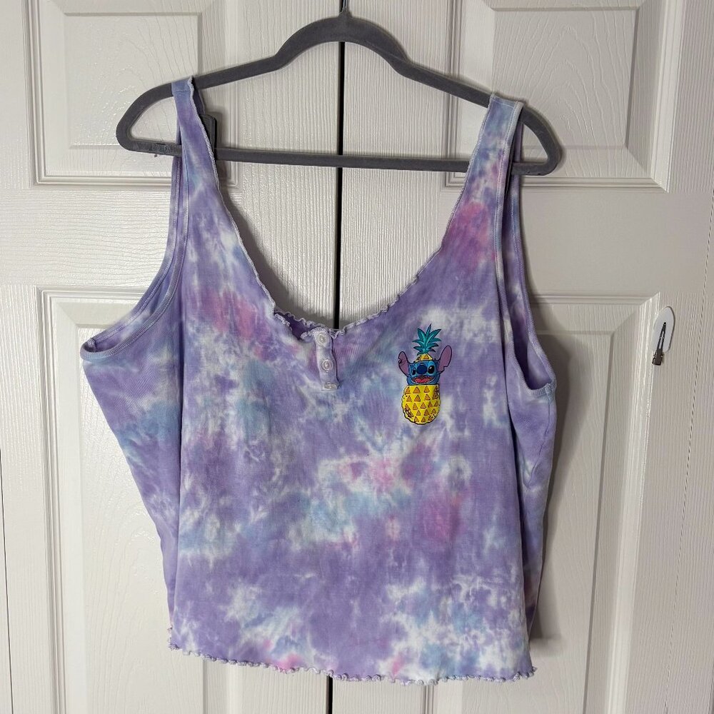 Disney Stitch Pineapple Tie‎ Dye Tank Top Purple Pink Blue Plus Size 3